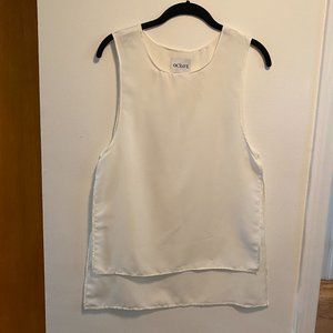 Ocelote White High-Low Sleeveless Top With Side Slits